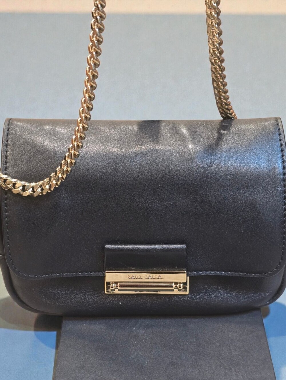 Henri Bendel Leather Crossbody with Gold Chain